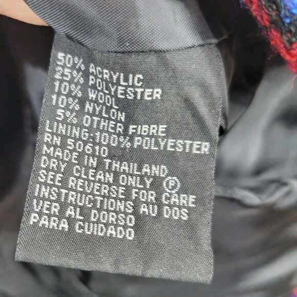 Kasper Blazer Jacket size 6 Plaid Tweed Wool Blend Black Blue Pink Boucle Warm - Picture 5 of 5